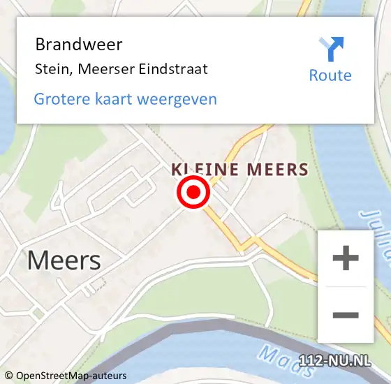 Locatie op kaart van de 112 melding: Brandweer Stein, Meerser Eindstraat op 18 februari 2015 11:06