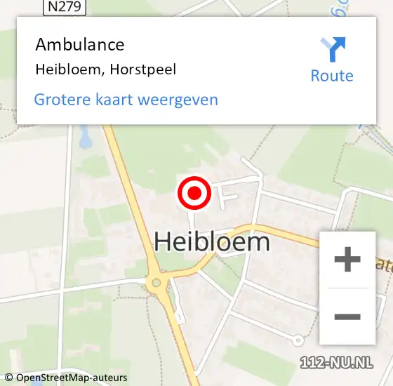 Locatie op kaart van de 112 melding: Ambulance Heibloem, Horstpeel op 18 februari 2015 11:09