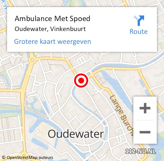 Locatie op kaart van de 112 melding: Ambulance Met Spoed Naar Oudewater, Vinkenbuurt op 18 februari 2015 11:20