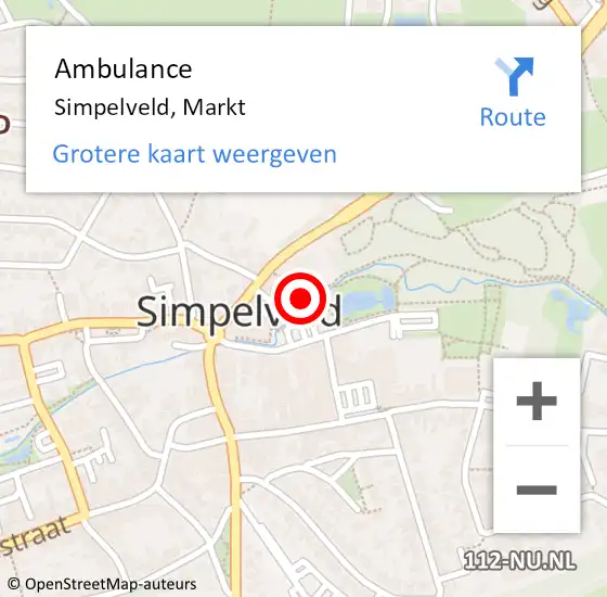 Locatie op kaart van de 112 melding: Ambulance Simpelveld, Markt op 18 februari 2015 11:25