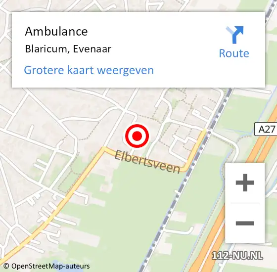 Locatie op kaart van de 112 melding: Ambulance Blaricum, Evenaar op 11 september 2013 10:24