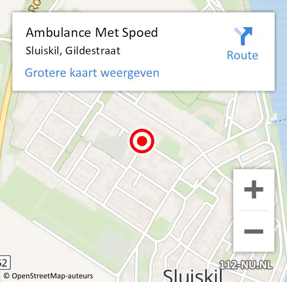 Locatie op kaart van de 112 melding: Ambulance Met Spoed Naar Sluiskil, Gildestraat op 18 februari 2015 12:22