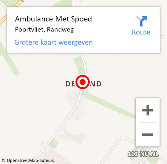 Locatie op kaart van de 112 melding: Ambulance Met Spoed Naar Poortvliet, Randweg op 18 februari 2015 13:09