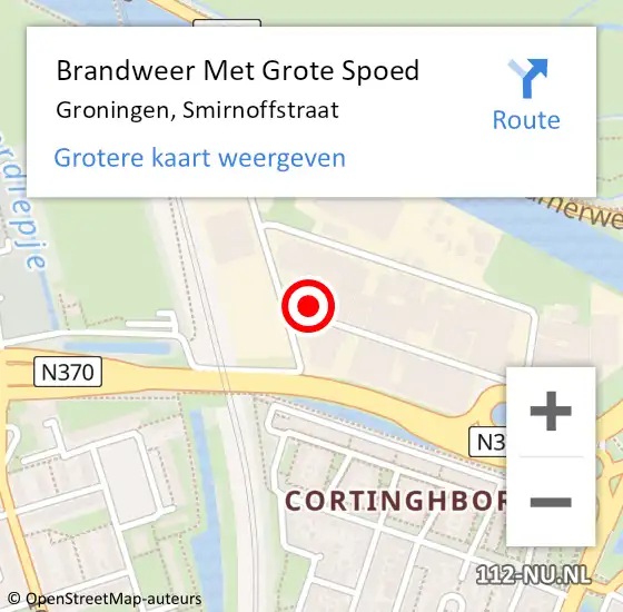 Locatie op kaart van de 112 melding: Brandweer Met Grote Spoed Naar Groningen, Smirnoffstraat op 18 februari 2015 13:21