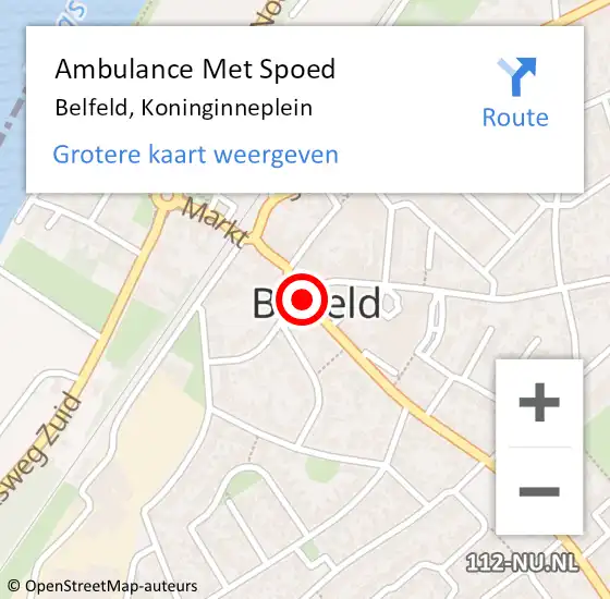 Locatie op kaart van de 112 melding: Ambulance Met Spoed Naar Belfeld, Koninginneplein op 18 februari 2015 13:43