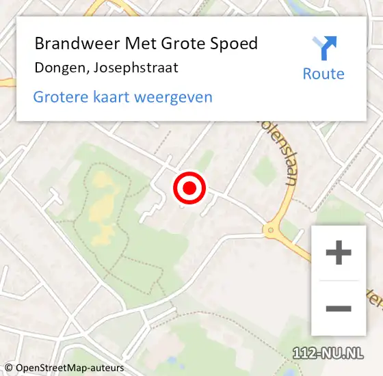 Locatie op kaart van de 112 melding: Brandweer Met Grote Spoed Naar Dongen, Josephstraat op 18 februari 2015 14:40