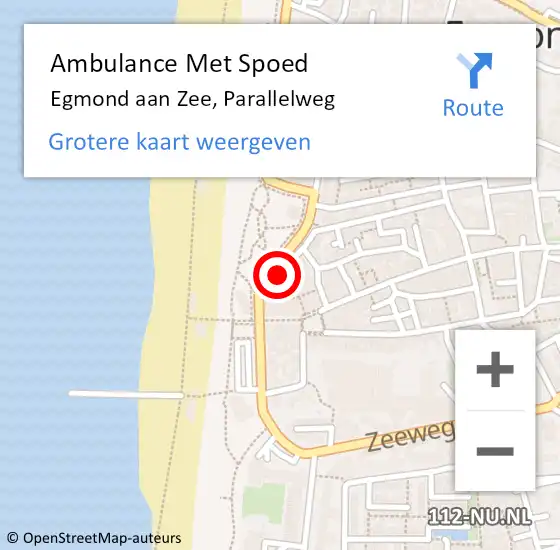 Locatie op kaart van de 112 melding: Ambulance Met Spoed Naar Egmond aan Zee, Parallelweg op 18 februari 2015 14:41