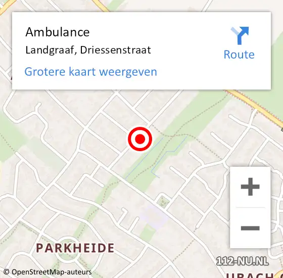 Locatie op kaart van de 112 melding: Ambulance Landgraaf, Driessenstraat op 18 februari 2015 15:21