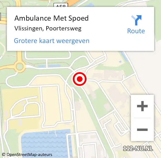 Locatie op kaart van de 112 melding: Ambulance Met Spoed Naar Vlissingen, Poortersweg op 18 februari 2015 15:23