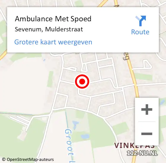 Locatie op kaart van de 112 melding: Ambulance Met Spoed Naar Sevenum, Mulderstraat op 18 februari 2015 15:43