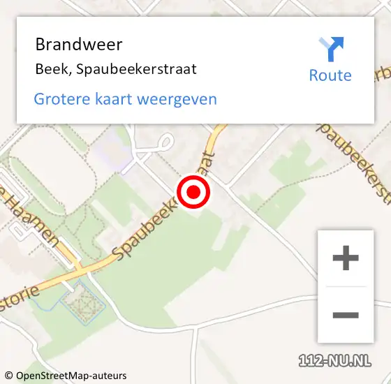 Locatie op kaart van de 112 melding: Brandweer Beek, Spaubeekerstraat op 18 februari 2015 15:46