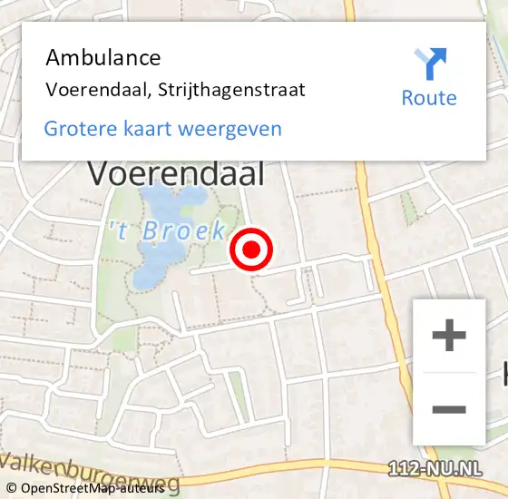 Locatie op kaart van de 112 melding: Ambulance Voerendaal, Strijthagenstraat op 18 februari 2015 16:18