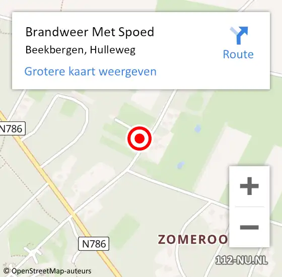 Locatie op kaart van de 112 melding: Brandweer Met Spoed Naar Beekbergen, Hulleweg op 18 februari 2015 16:26