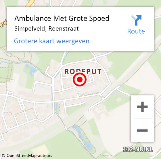 Locatie op kaart van de 112 melding: Ambulance Met Grote Spoed Naar Simpelveld, Reenstraat op 18 februari 2015 16:38