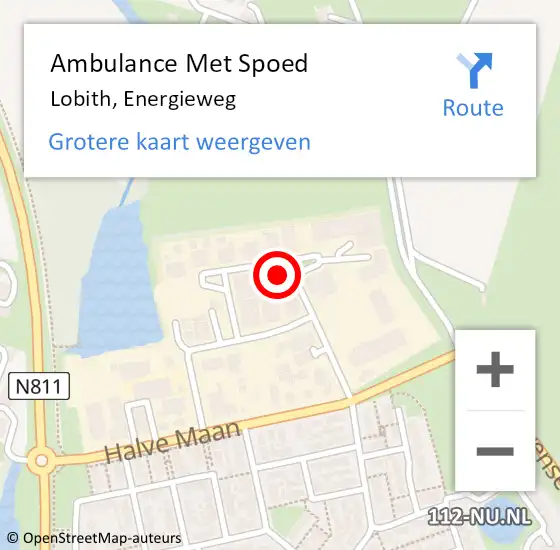 Locatie op kaart van de 112 melding: Ambulance Met Spoed Naar Lobith, Energieweg op 30 oktober 2013 10:28