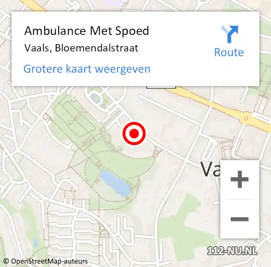 Locatie op kaart van de 112 melding: Ambulance Met Spoed Naar Vaals, Bloemendalstraat op 18 februari 2015 17:15