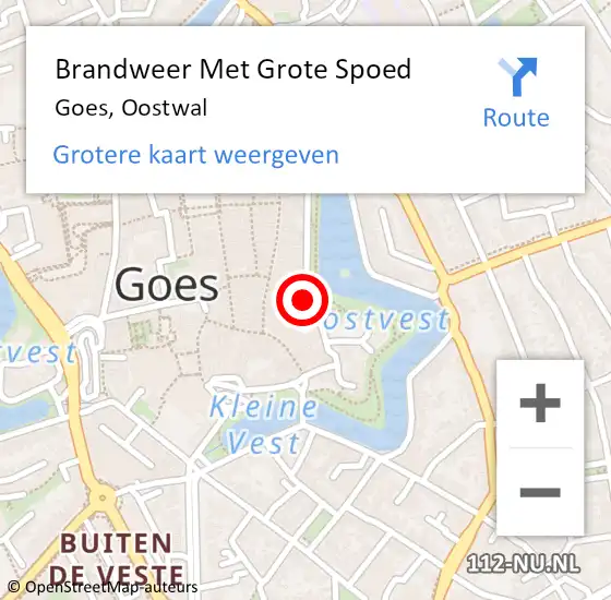 Locatie op kaart van de 112 melding: Brandweer Met Grote Spoed Naar Goes, Oostwal op 18 februari 2015 17:37