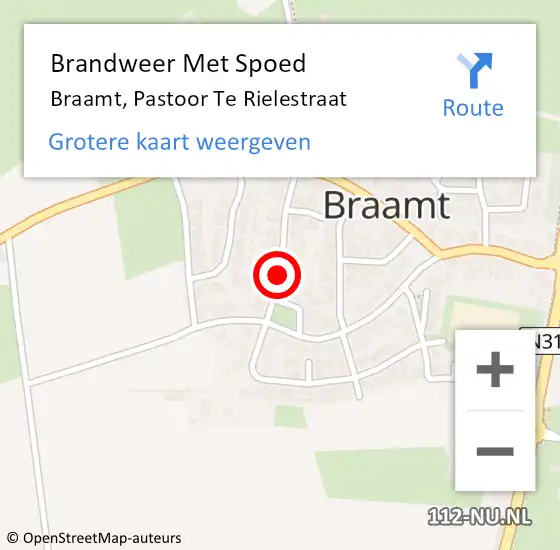 Locatie op kaart van de 112 melding: Brandweer Met Spoed Naar Braamt, Pastoor Te Rielestraat op 18 februari 2015 17:43