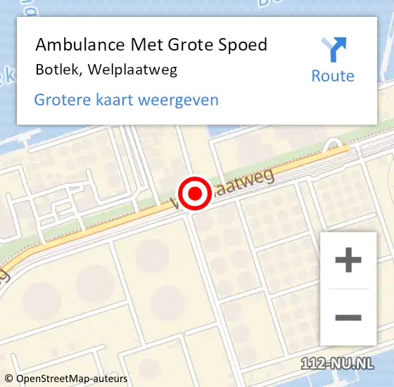 Locatie op kaart van de 112 melding: Ambulance Met Grote Spoed Naar Botlek, Welplaatweg op 18 februari 2015 17:44