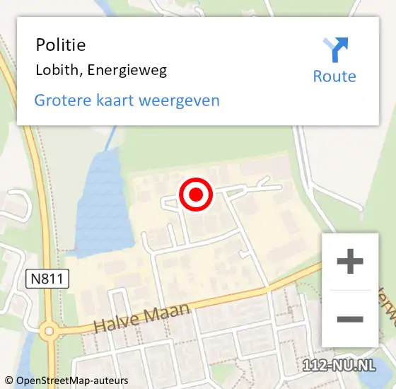 Locatie op kaart van de 112 melding: Politie Lobith, Energieweg op 30 oktober 2013 10:32