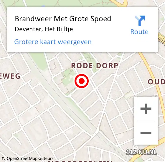 Locatie op kaart van de 112 melding: Brandweer Met Grote Spoed Naar Deventer, Het Bijltje op 18 februari 2015 18:20