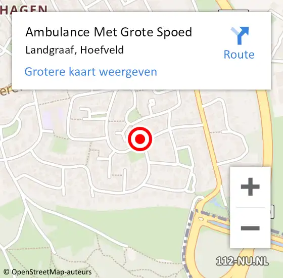 Locatie op kaart van de 112 melding: Ambulance Met Grote Spoed Naar Landgraaf, Hoefveld op 18 februari 2015 19:22