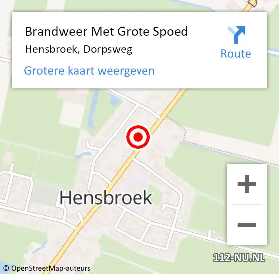 Locatie op kaart van de 112 melding: Brandweer Met Grote Spoed Naar Hensbroek, Dorpsweg op 18 februari 2015 19:26