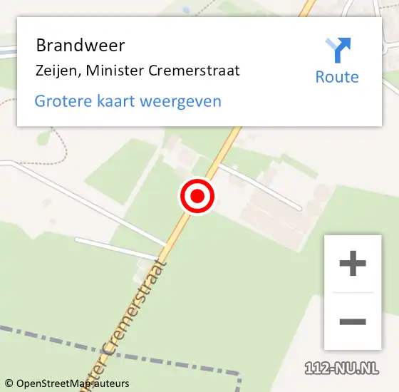 Locatie op kaart van de 112 melding: Brandweer Zeijen, Minister Cremerstraat op 18 februari 2015 19:58