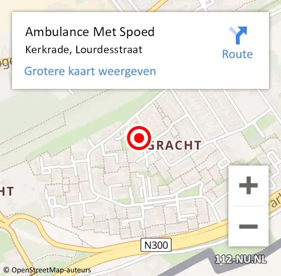 Locatie op kaart van de 112 melding: Ambulance Met Spoed Naar Kerkrade, Lourdesstraat op 18 februari 2015 21:23