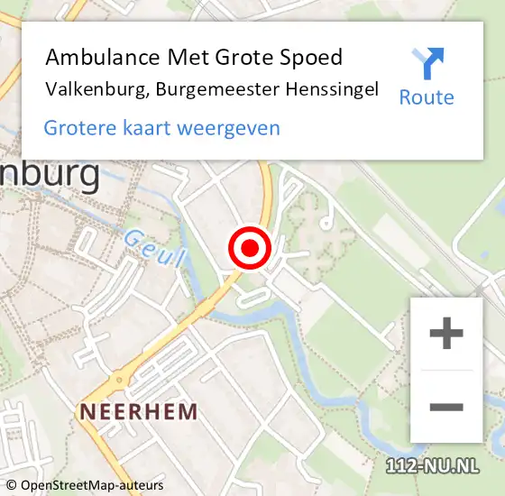 Locatie op kaart van de 112 melding: Ambulance Met Grote Spoed Naar Valkenburg, Burgemeester Henssingel op 18 februari 2015 21:31