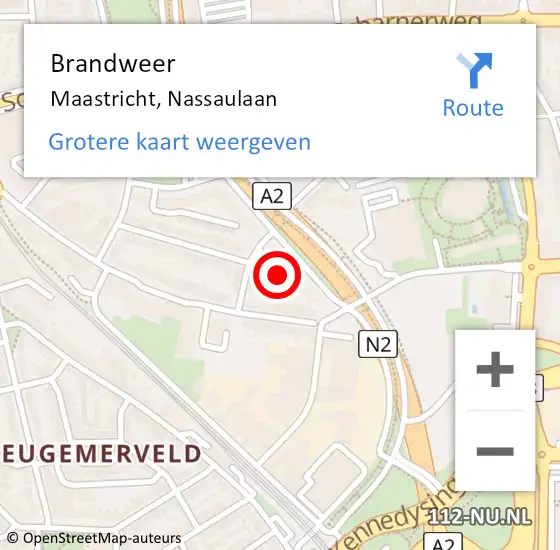 Locatie op kaart van de 112 melding: Brandweer Maastricht, Nassaulaan op 18 februari 2015 21:41