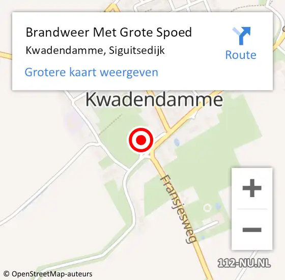 Locatie op kaart van de 112 melding: Brandweer Met Grote Spoed Naar Kwadendamme, Siguitsedijk op 18 februari 2015 21:42