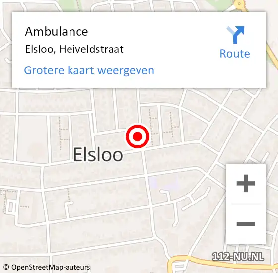 Locatie op kaart van de 112 melding: Ambulance Elsloo, Heiveldstraat op 18 februari 2015 21:49