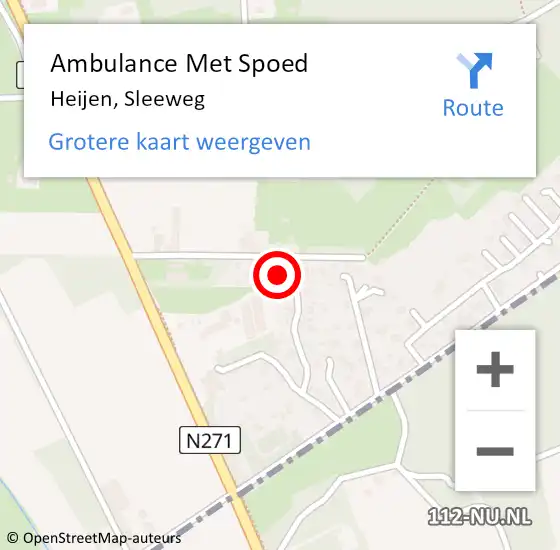 Locatie op kaart van de 112 melding: Ambulance Met Spoed Naar Heijen, Sleeweg op 19 februari 2015 00:51