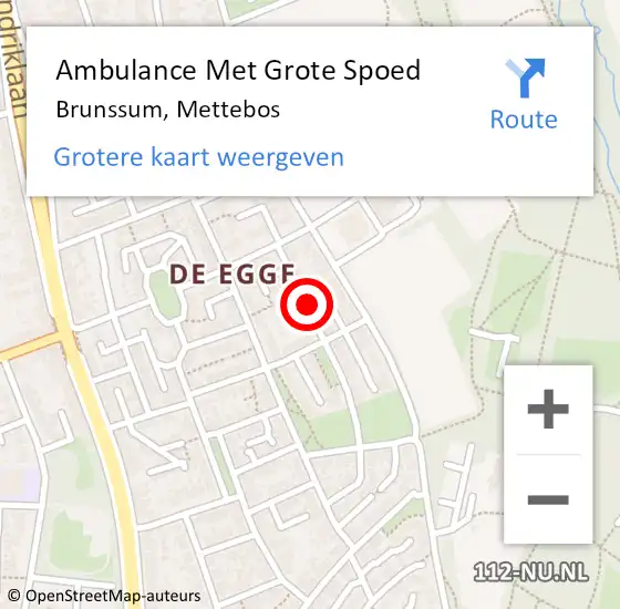 Locatie op kaart van de 112 melding: Ambulance Met Grote Spoed Naar Brunssum, Mettebos op 19 februari 2015 01:51