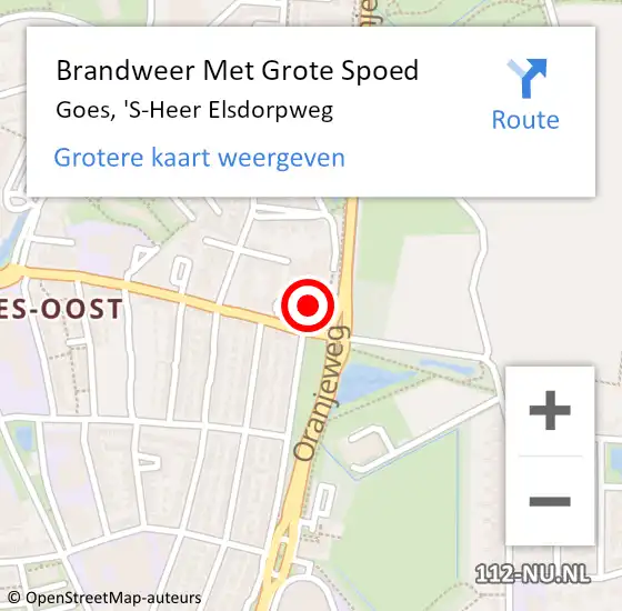 Locatie op kaart van de 112 melding: Brandweer Met Grote Spoed Naar Goes, 'S-Heer Elsdorpweg op 19 februari 2015 03:30