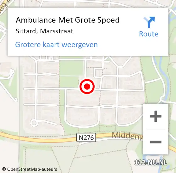 Locatie op kaart van de 112 melding: Ambulance Met Grote Spoed Naar Sittard, Marsstraat op 19 februari 2015 05:24