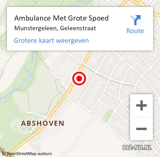Locatie op kaart van de 112 melding: Ambulance Met Grote Spoed Naar Munstergeleen, Geleenstraat op 19 februari 2015 07:11