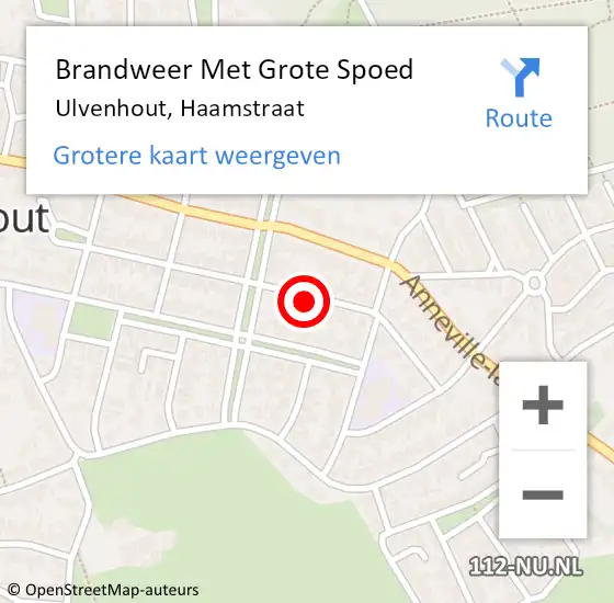 Locatie op kaart van de 112 melding: Brandweer Met Grote Spoed Naar Ulvenhout, Haamstraat op 19 februari 2015 07:17