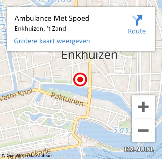 Locatie op kaart van de 112 melding: Ambulance Met Spoed Naar Enkhuizen, 't Zand op 19 februari 2015 08:20