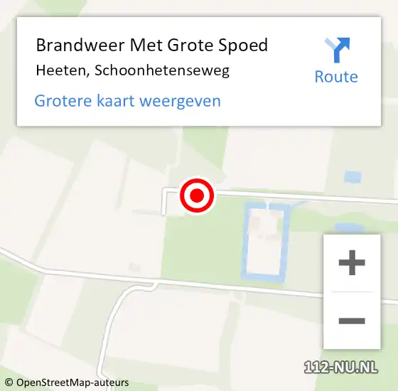 Locatie op kaart van de 112 melding: Brandweer Met Grote Spoed Naar Heeten, Schoonhetenseweg op 19 februari 2015 08:27