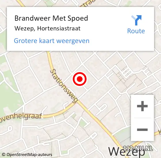 Locatie op kaart van de 112 melding: Brandweer Met Spoed Naar Wezep, Hortensiastraat op 30 oktober 2013 11:16