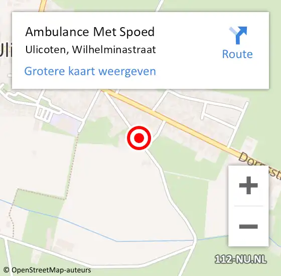 Locatie op kaart van de 112 melding: Ambulance Met Spoed Naar Ulicoten, Wilhelminastraat op 19 februari 2015 08:43