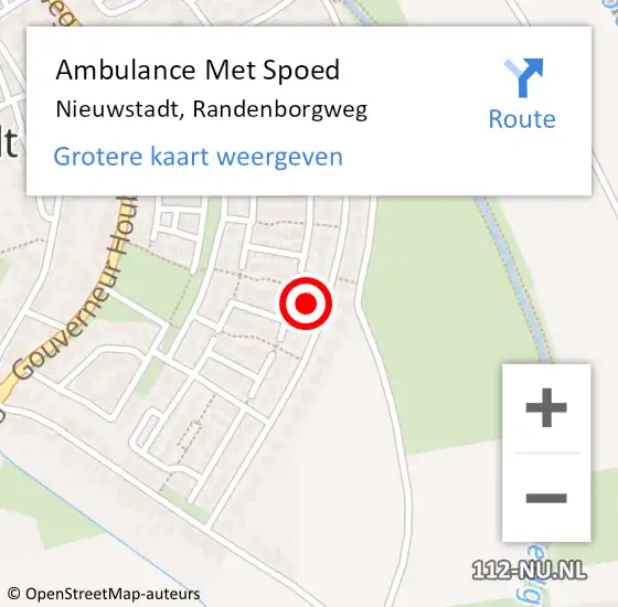 Locatie op kaart van de 112 melding: Ambulance Met Spoed Naar Nieuwstadt, Randenborgweg op 19 februari 2015 08:56