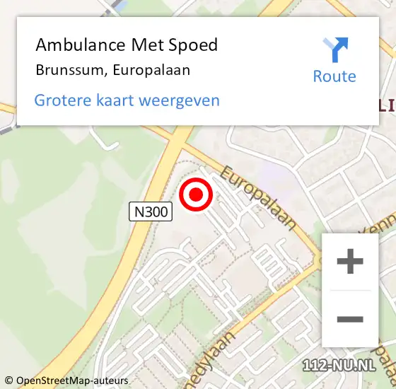 Locatie op kaart van de 112 melding: Ambulance Met Spoed Naar Brunssum, Europalaan op 19 februari 2015 09:00