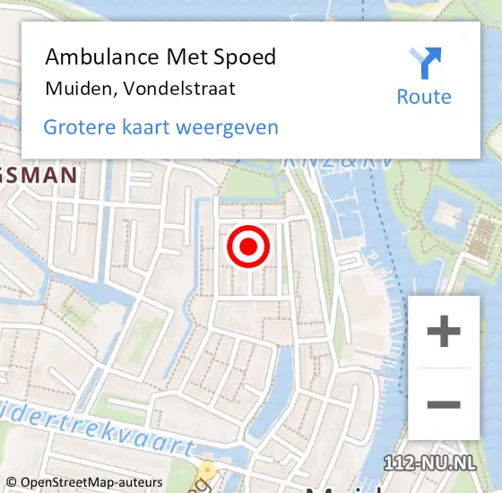 Locatie op kaart van de 112 melding: Ambulance Met Spoed Naar Muiden, Vondelstraat op 30 oktober 2013 11:21