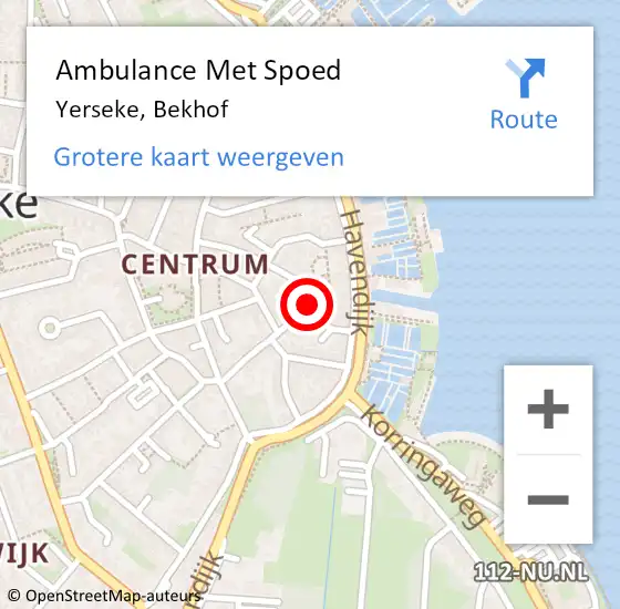 Locatie op kaart van de 112 melding: Ambulance Met Spoed Naar Yerseke, Bekhof op 19 februari 2015 09:06