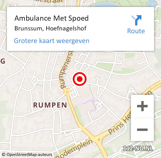 Locatie op kaart van de 112 melding: Ambulance Met Spoed Naar Brunssum, Hoefnagelshof op 19 februari 2015 09:52