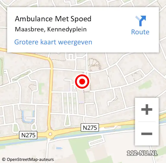 Locatie op kaart van de 112 melding: Ambulance Met Spoed Naar Maasbree, Kennedyplein op 19 februari 2015 10:21