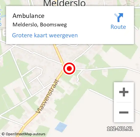 Locatie op kaart van de 112 melding: Ambulance Melderslo, Boomsweg op 19 februari 2015 12:42